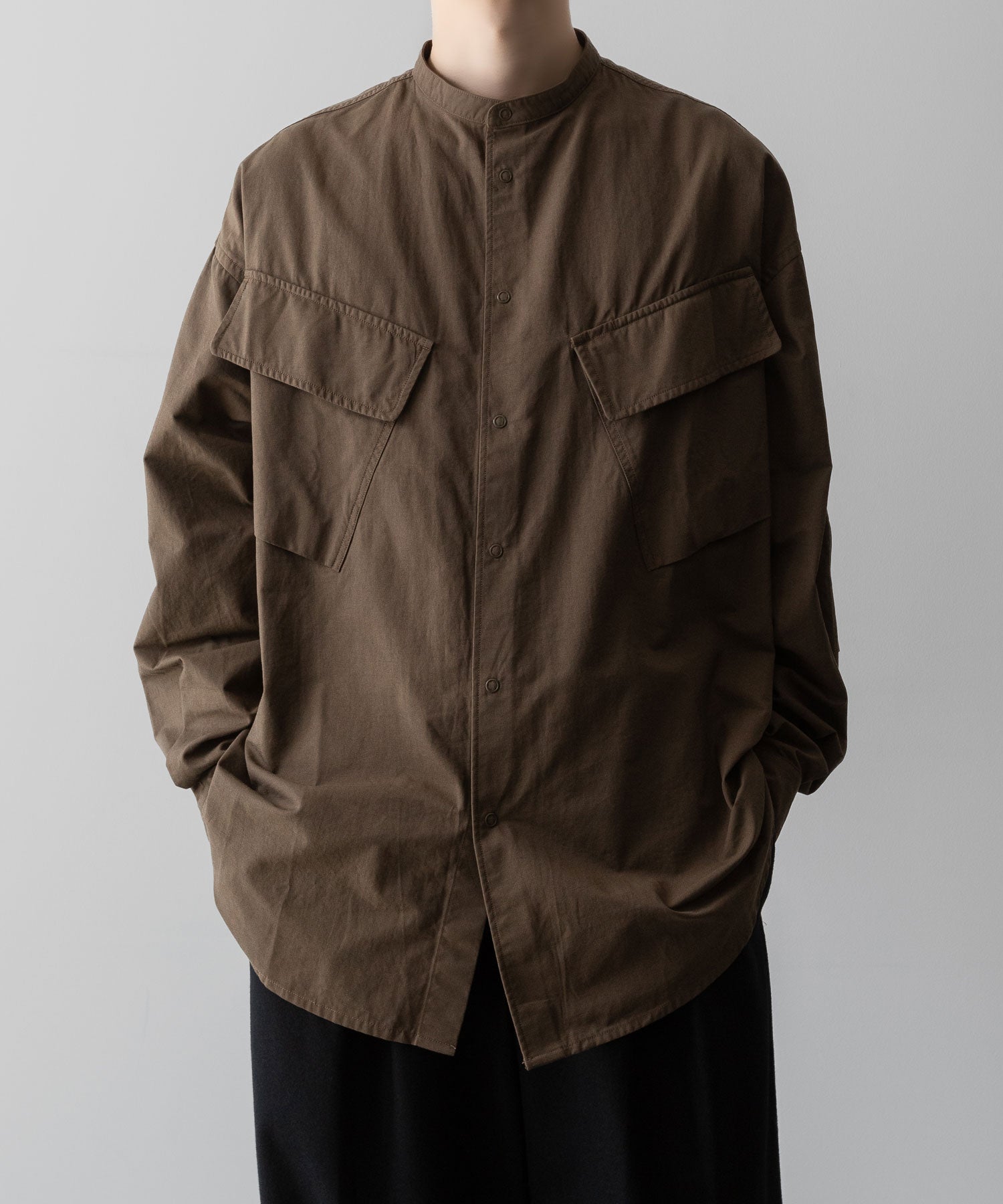 NEITHERS ネイダースのROASTER BAND COLLAR SHIRT JACKET - BROWNの公式通販サイトsession福岡セレクトショップ