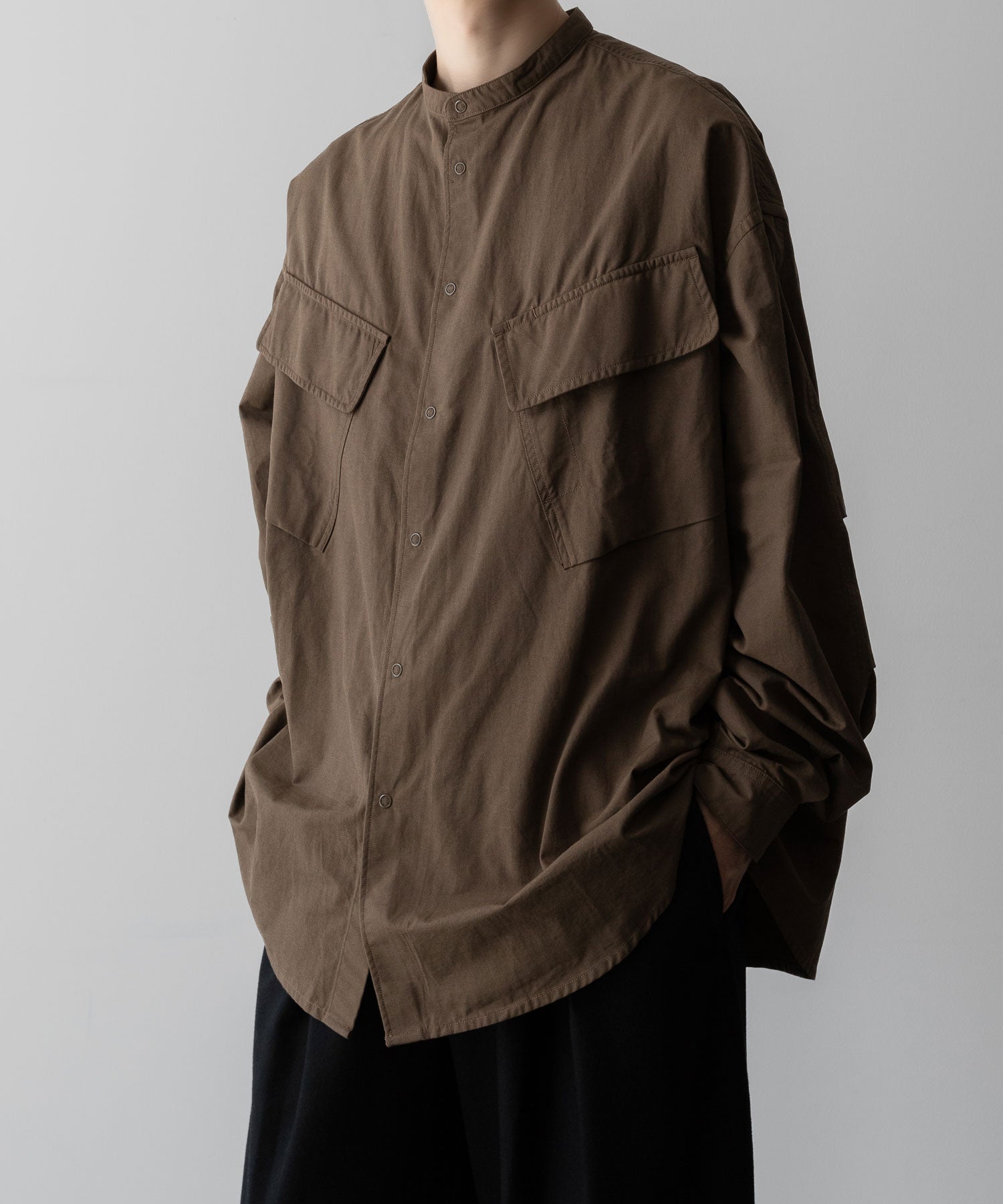 NEITHERS ネイダースのROASTER BAND COLLAR SHIRT JACKET - BROWNの公式通販サイトsession福岡セレクトショップ