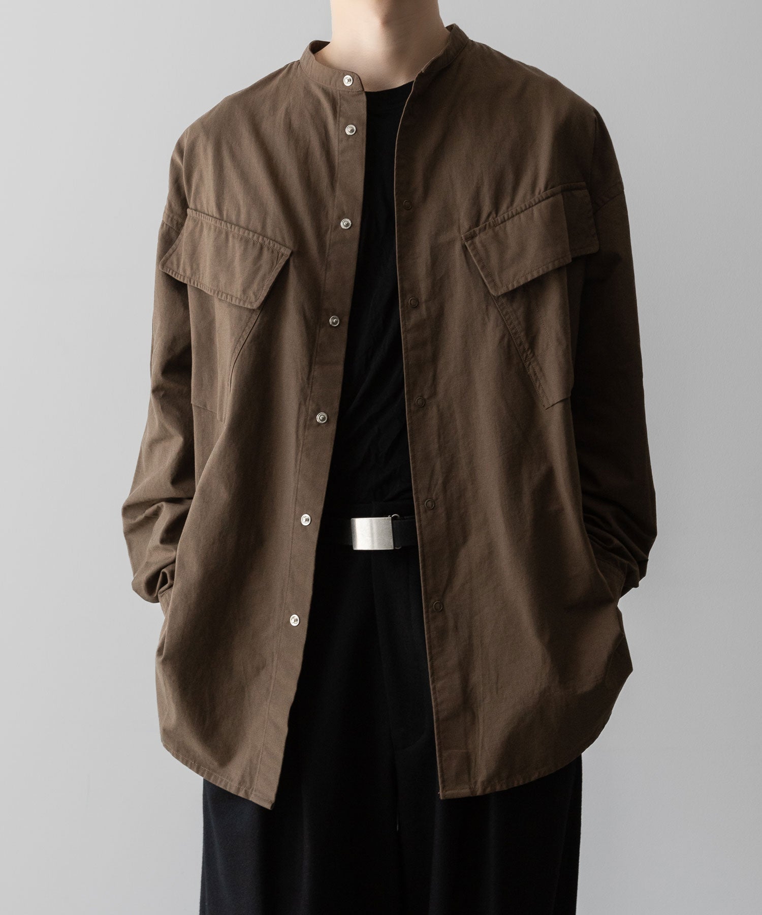 NEITHERS ネイダースのROASTER BAND COLLAR SHIRT JACKET - BROWNの公式通販サイトsession福岡セレクトショップ