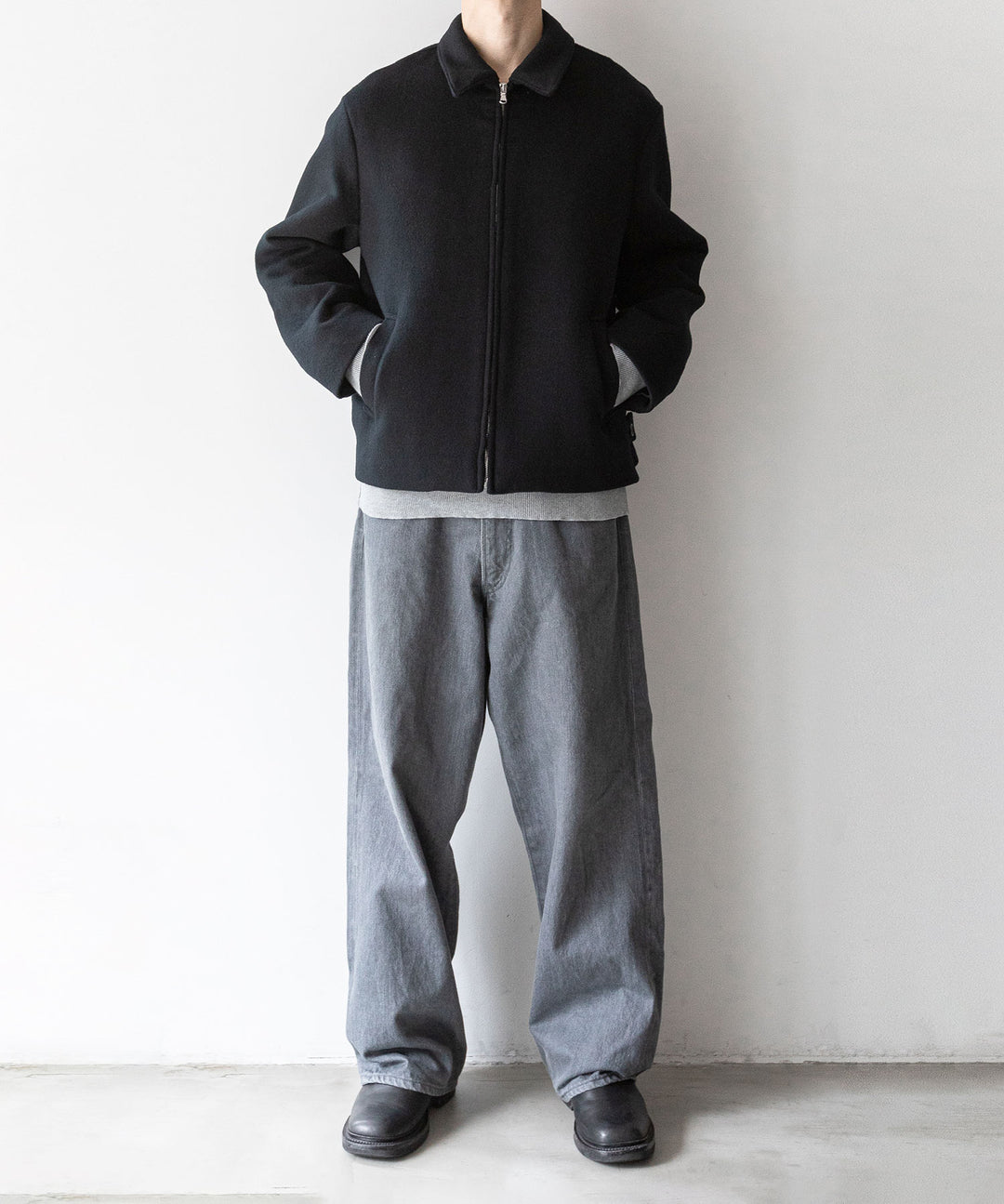 INTÉRIM インテリム 23AW LIMITED DOUBLE FACE CASHMERE HARRINGTON JACKET - BLACK sessionセッション福岡セレクトショップ 公式通販サイト