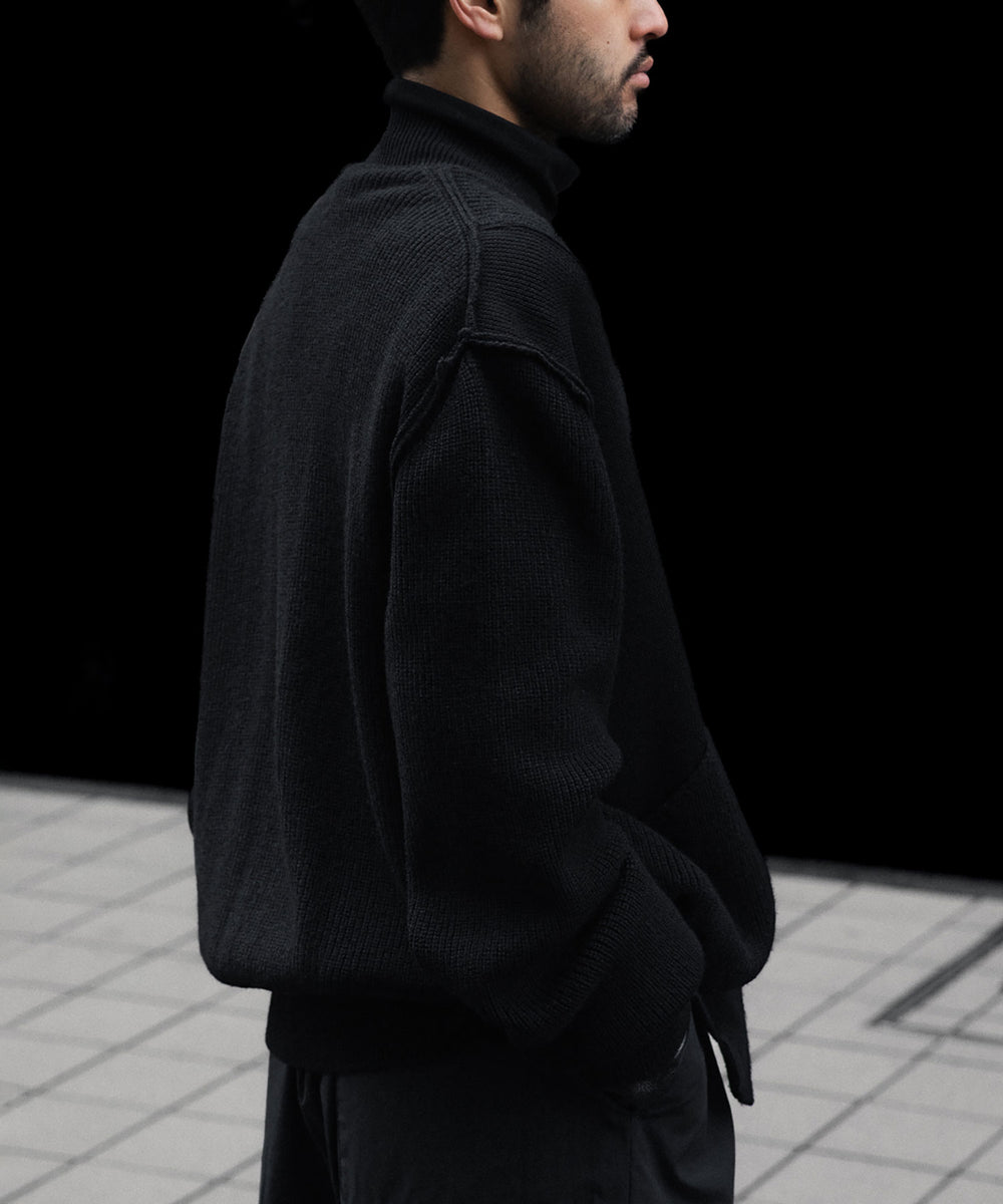 ANTHEM A アンセムエー BULKY WOOL KNIT ZIP BLOUSONのBLACK 公式通販サイトsession福岡セレクトショップ