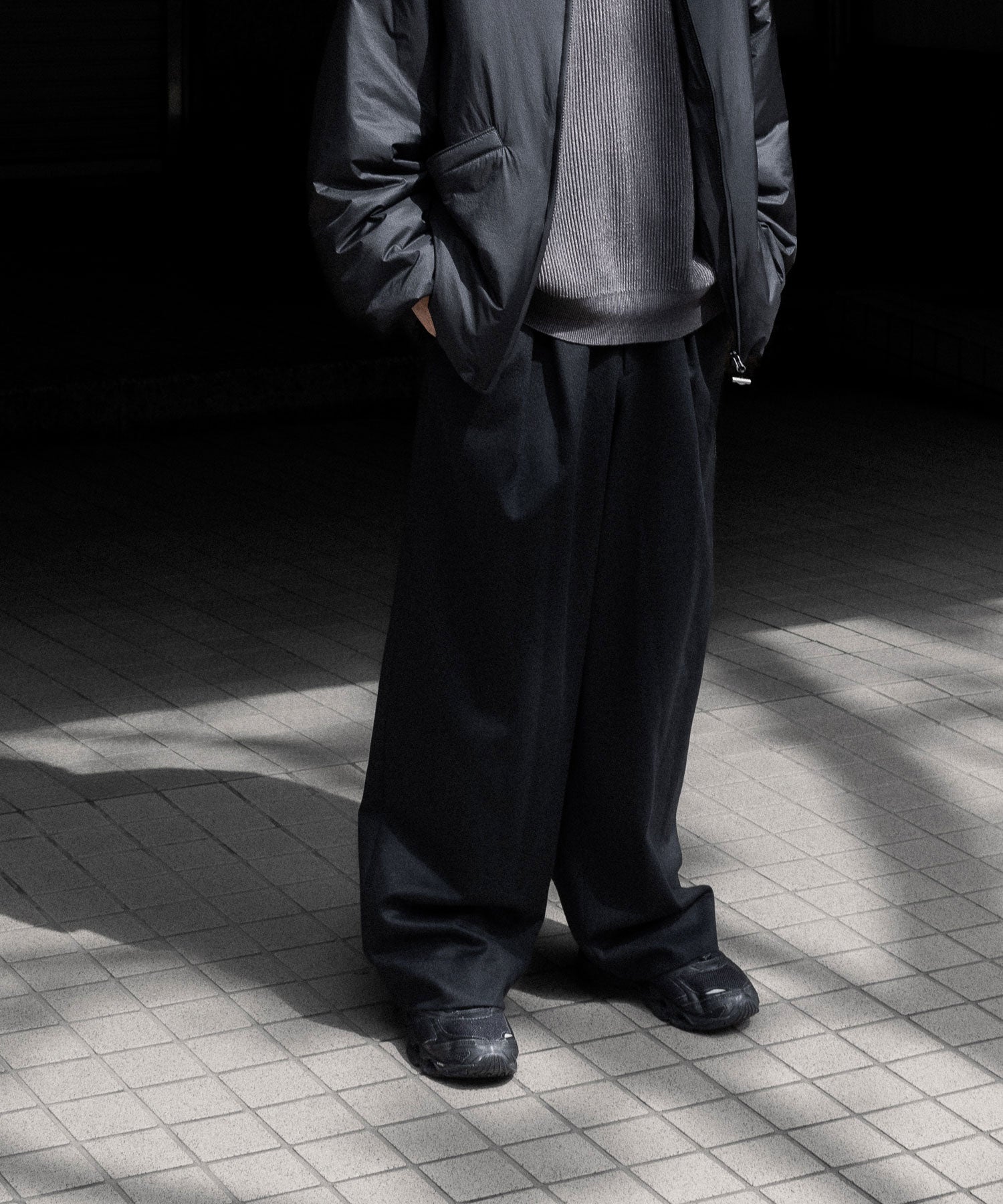 ssstein / シュタイン】W/CA BEAVER EASY WIDE TROUSERS - BLACK