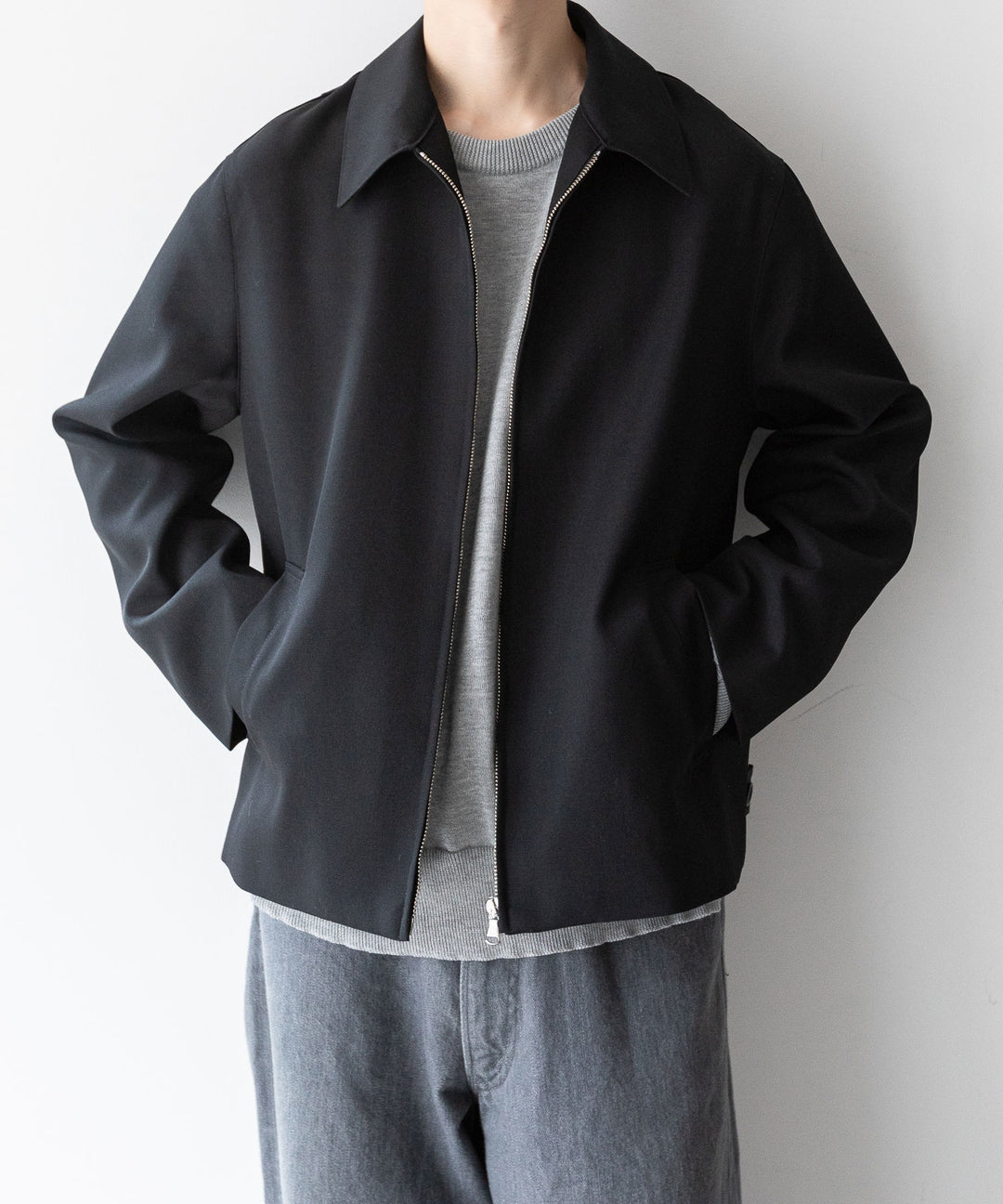 INTÉRIM インテリム 23AW PURE BLACK WOOL HARRINGTON JACKET - BLACK sessionセッション福岡セレクトショップ 公式通販サイト