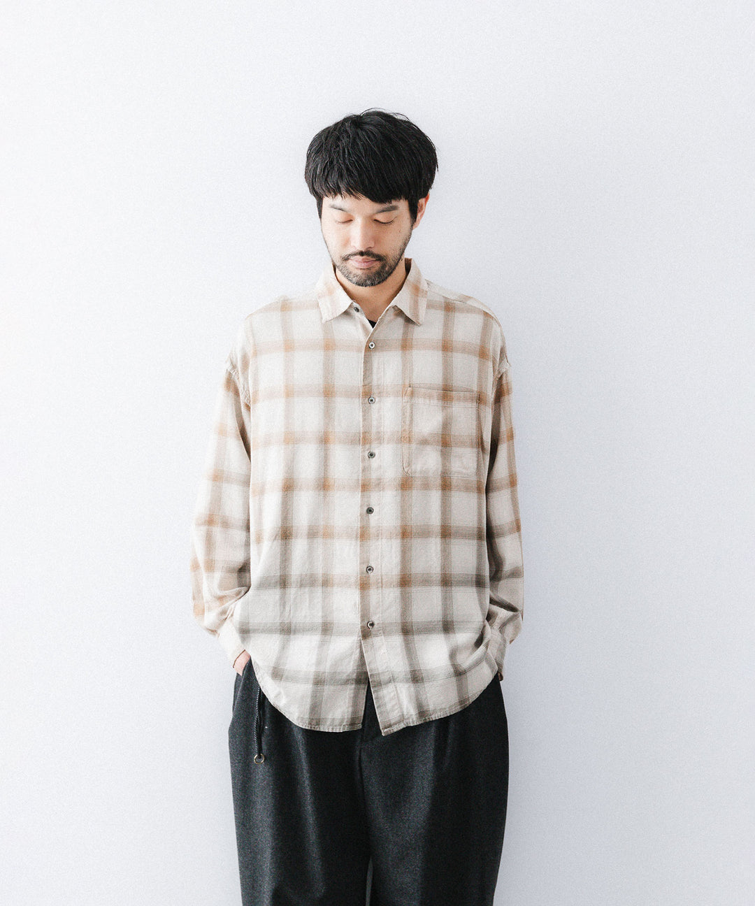 concause-コンコースのREGULAR COLLAR CHECK SHIRTのBLACK公式通販サイトsession福岡セレクトショップ
