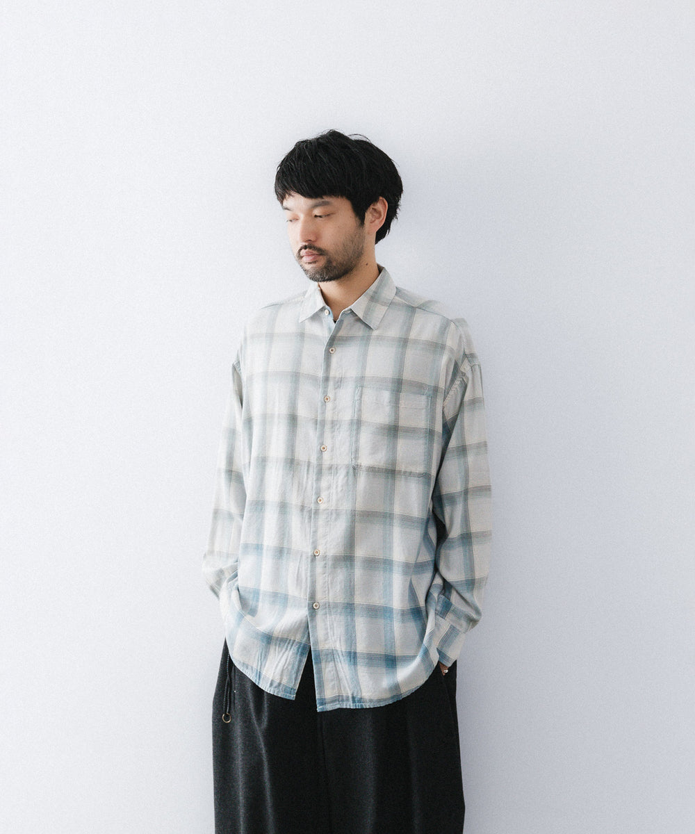 concause-コンコースのREGULAR COLLAR CHECK SHIRTのBLUE公式通販サイトsession福岡セレクトショップ