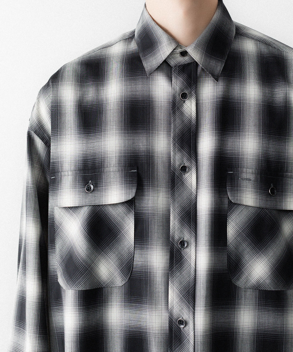 SUBLATIONS-サブレーションズのWASHABLE WOOL OMBRE CHECK SHIRTのGRAN BLACK公式通販サイトsession福岡セレクトショップ