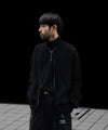 【ANTHEM A】BULKY WOOL KNIT ZIP BLOUSON - BLACK