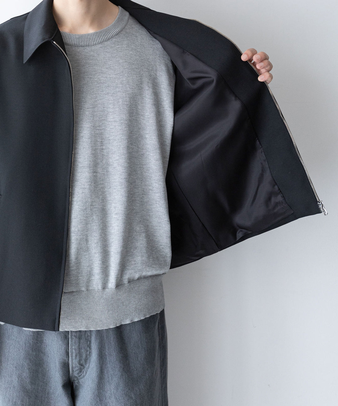 INTÉRIM インテリム 23AW PURE BLACK WOOL HARRINGTON JACKET - BLACK sessionセッション福岡セレクトショップ 公式通販サイト