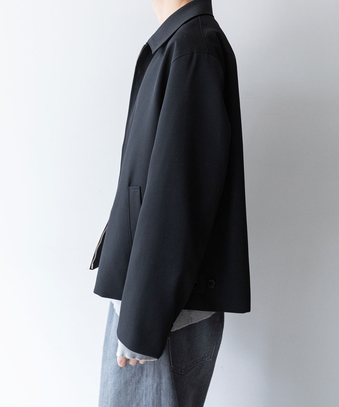 INTÉRIM インテリム 23AW PURE BLACK WOOL HARRINGTON JACKET - BLACK sessionセッション福岡セレクトショップ 公式通販サイト