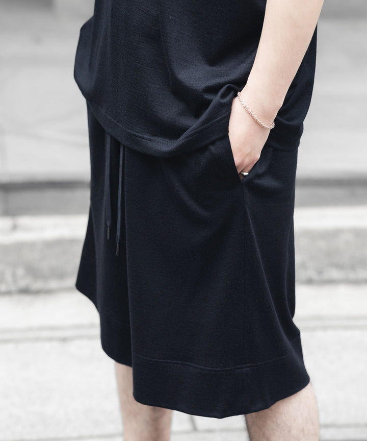 WWW WRAPINKNOT wool wearのWIDE SHORTSのBLACK 公式通販サイトsession福岡セレクトショップ