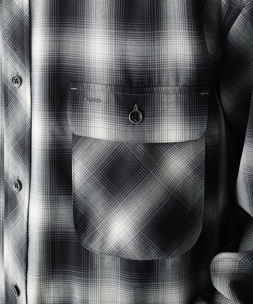 SUBLATIONS-サブレーションズのWASHABLE WOOL OMBRE CHECK SHIRTのGRAN BLACK公式通販サイトsession福岡セレクトショップ
