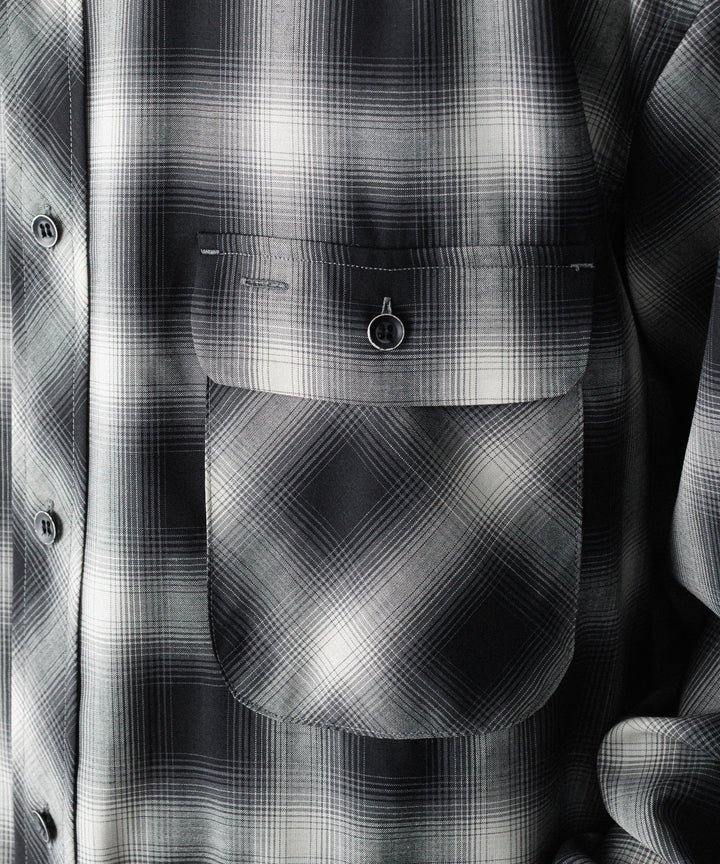 SUBLATIONS-サブレーションズのWASHABLE WOOL OMBRE CHECK SHIRTのGRAN BLACK公式通販サイトsession福岡セレクトショップ