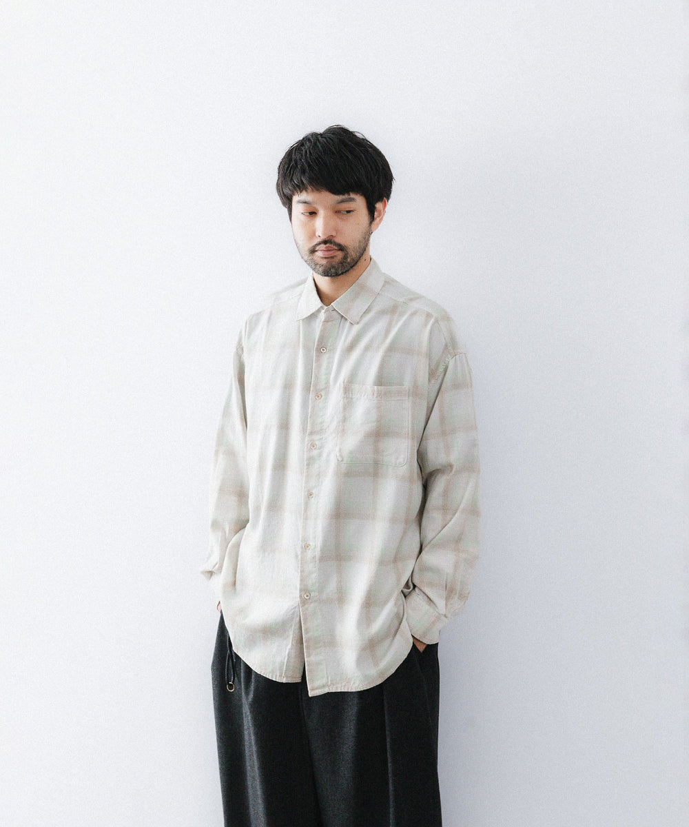 concause-コンコースのREGULAR COLLAR CHECK SHIRTのBEIGE公式通販サイトsession福岡セレクトショップ