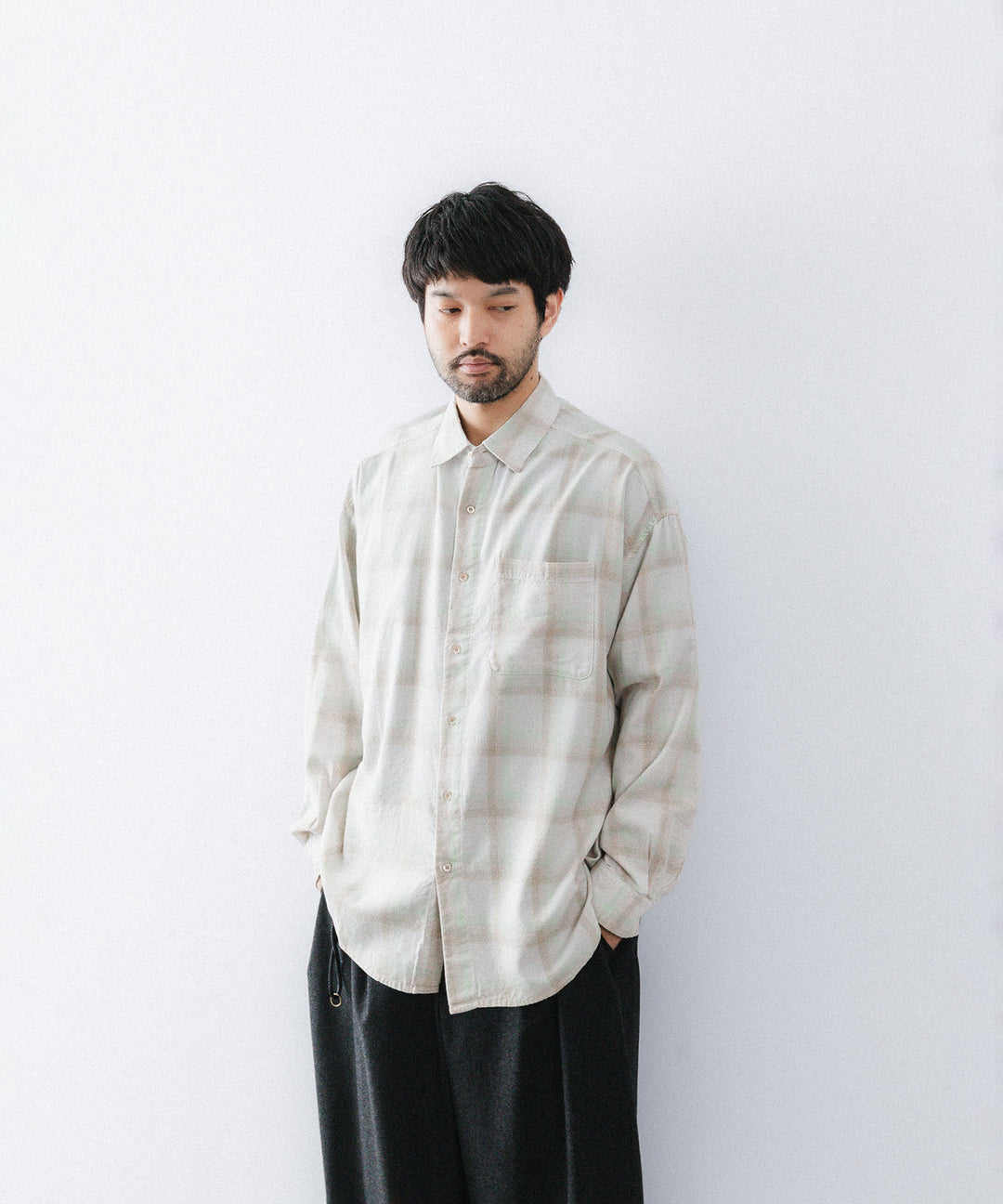 concause-コンコースのREGULAR COLLAR CHECK SHIRTのBEIGE公式通販サイトsession福岡セレクトショップ