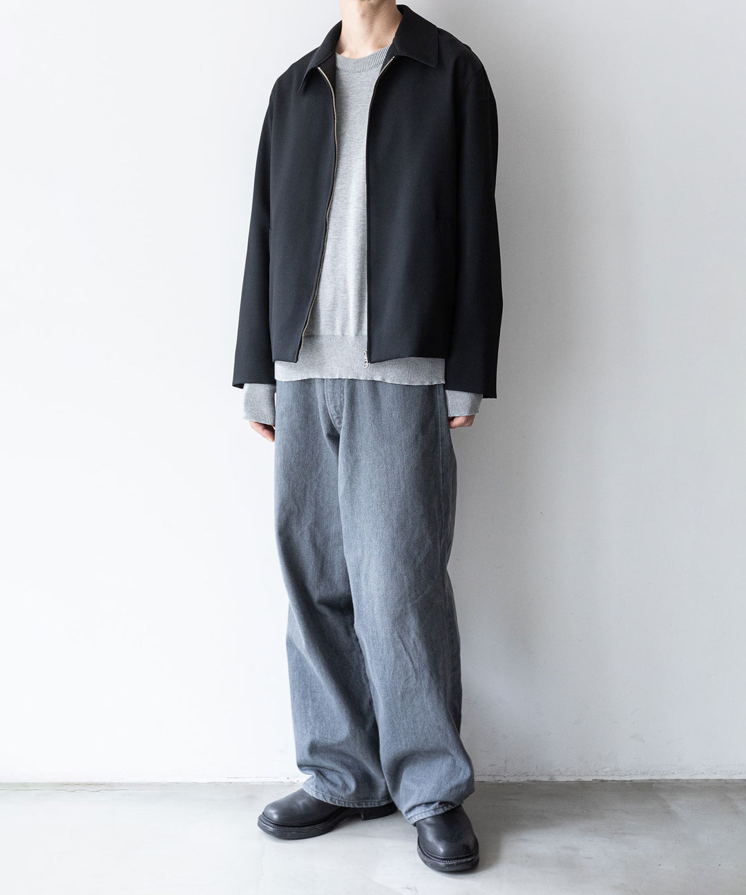 INTÉRIM インテリム 23AW PURE BLACK WOOL HARRINGTON JACKET - BLACK sessionセッション福岡セレクトショップ 公式通販サイト
