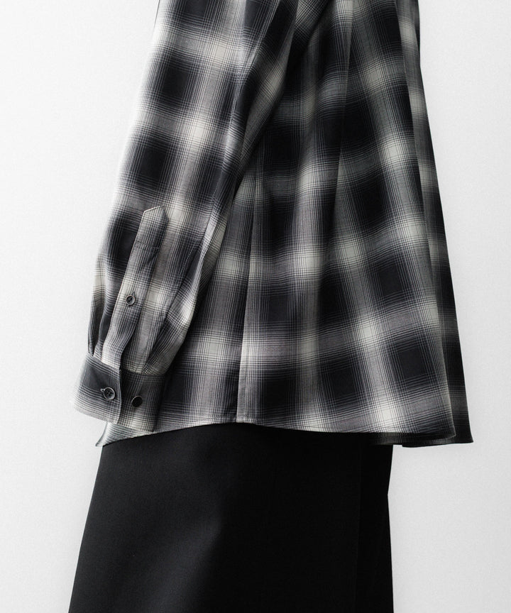 SUBLATIONS-サブレーションズのWASHABLE WOOL OMBRE CHECK SHIRTのGRAN BLACK公式通販サイトsession福岡セレクトショップ