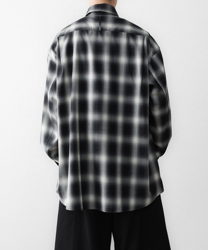 SUBLATIONS-サブレーションズのWASHABLE WOOL OMBRE CHECK SHIRTのGRAN BLACK公式通販サイトsession福岡セレクトショップ