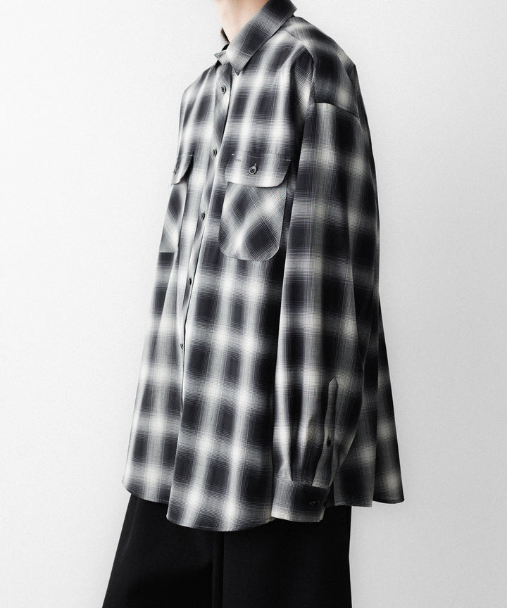 SUBLATIONS-サブレーションズのWASHABLE WOOL OMBRE CHECK SHIRTのGRAN BLACK公式通販サイトsession福岡セレクトショップ