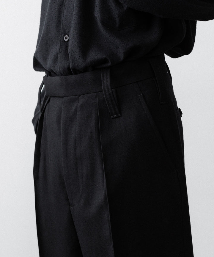 INTÉRIM インテリム MILITARY WOOL SERGE 1-TUCK FRENCH ARMY WIDE TAPERED TROUSERのBLACK 公式通販サイトsession福岡セレクトショップ