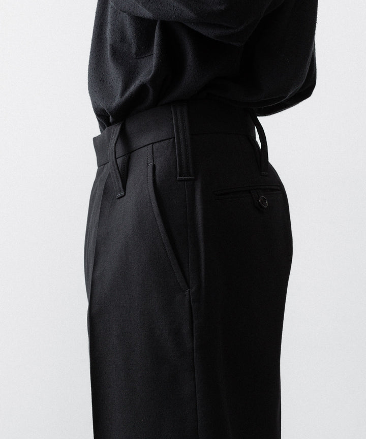 INTÉRIM インテリム MILITARY WOOL SERGE 1-TUCK FRENCH ARMY WIDE TAPERED TROUSERのBLACK 公式通販サイトsession福岡セレクトショップ