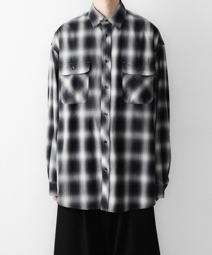SUBLATIONS-サブレーションズのWASHABLE WOOL OMBRE CHECK SHIRTのGRAN BLACK公式通販サイトsession福岡セレクトショップ