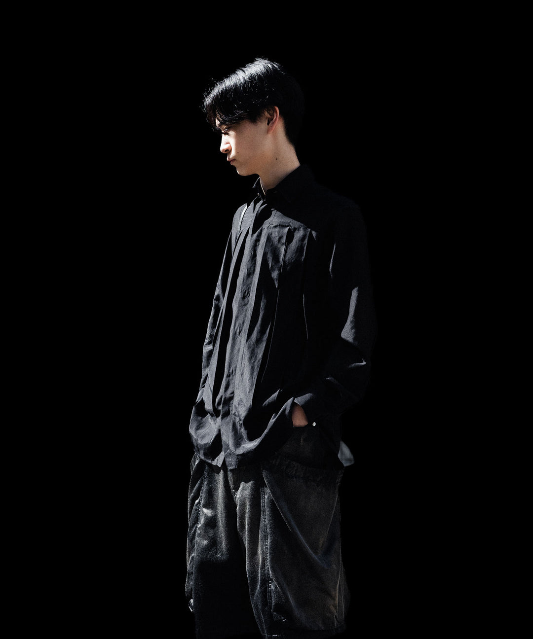 SUBLATIONS-サブレーションズのSHEER TUCK DRESS SHIRTのBLACK公式通販サイトsession福岡セレクトショップ