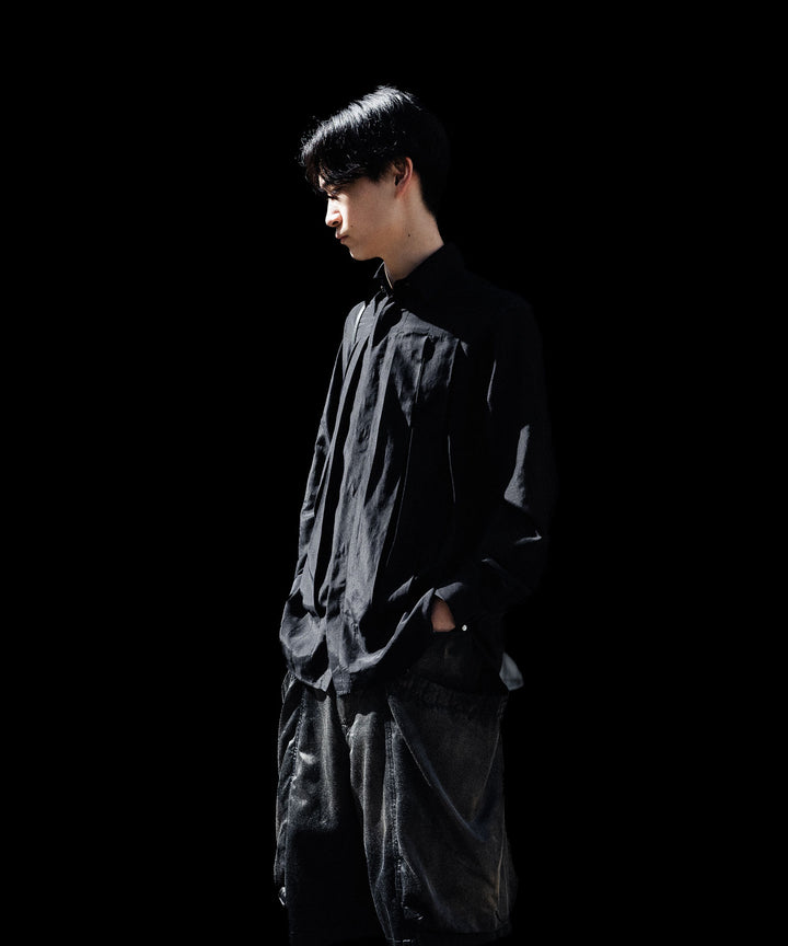 SUBLATIONS-サブレーションズのSHEER TUCK DRESS SHIRTのBLACK公式通販サイトsession福岡セレクトショップ