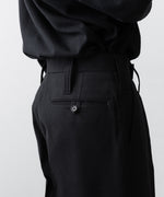 画像をギャラリービューアに読み込む, INTÉRIM インテリム MILITARY WOOL SERGE 1-TUCK FRENCH ARMY WIDE TAPERED TROUSERのBLACK 公式通販サイトsession福岡セレクトショップ

