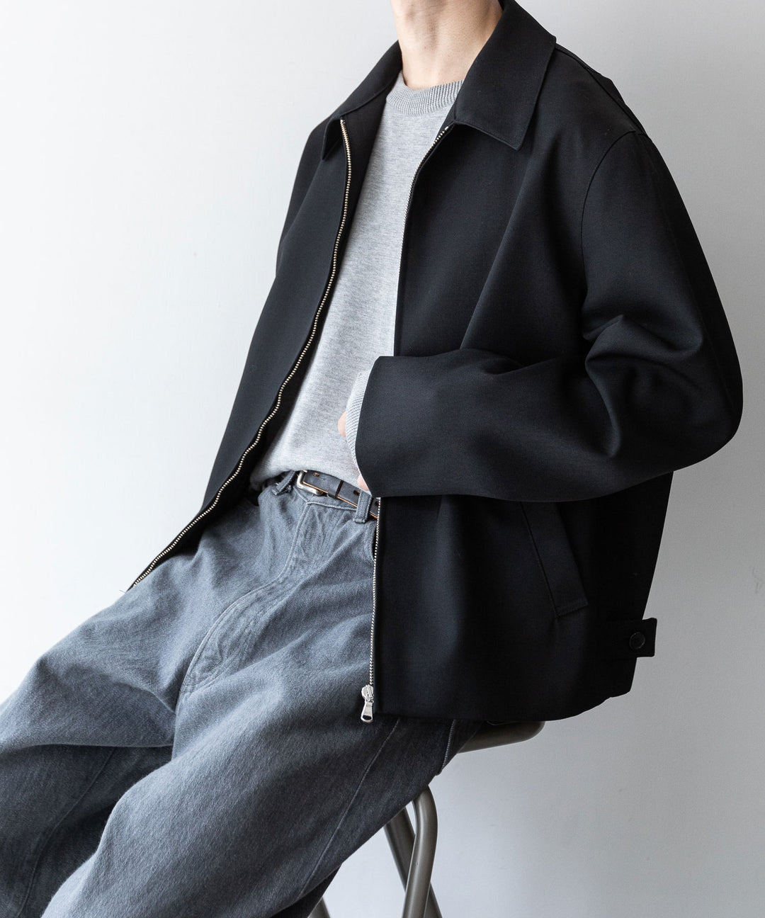 INTÉRIM インテリム 23AW PURE BLACK WOOL HARRINGTON JACKET - BLACK sessionセッション福岡セレクトショップ 公式通販サイト