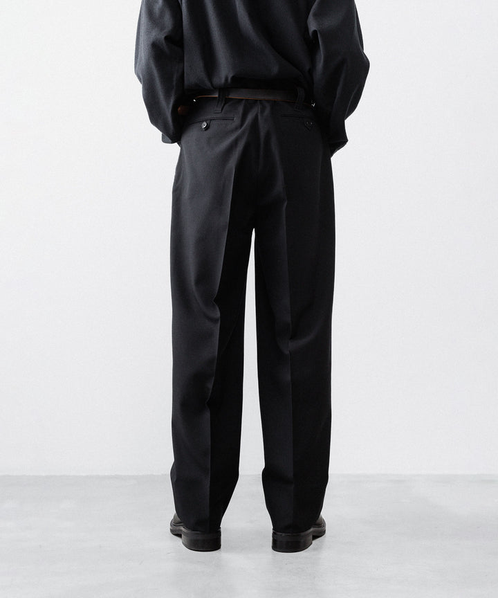 INTÉRIM インテリム MILITARY WOOL SERGE 1-TUCK FRENCH ARMY WIDE TAPERED TROUSERのBLACK 公式通販サイトsession福岡セレクトショップ