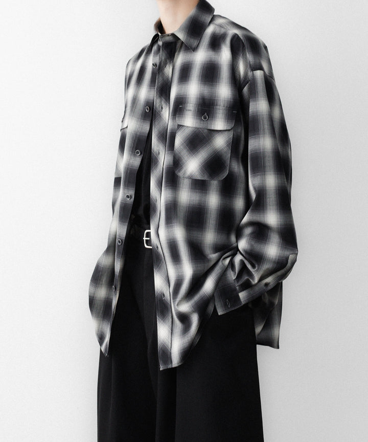 SUBLATIONS-サブレーションズのWASHABLE WOOL OMBRE CHECK SHIRTのGRAN BLACK公式通販サイトsession福岡セレクトショップ