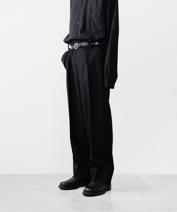 INTÉRIM インテリム MILITARY WOOL SERGE 1-TUCK FRENCH ARMY WIDE TAPERED TROUSERのBLACK 公式通販サイトsession福岡セレクトショップ