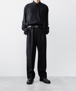 画像をギャラリービューアに読み込む, INTÉRIM インテリム MILITARY WOOL SERGE 1-TUCK FRENCH ARMY WIDE TAPERED TROUSERのBLACK 公式通販サイトsession福岡セレクトショップ
