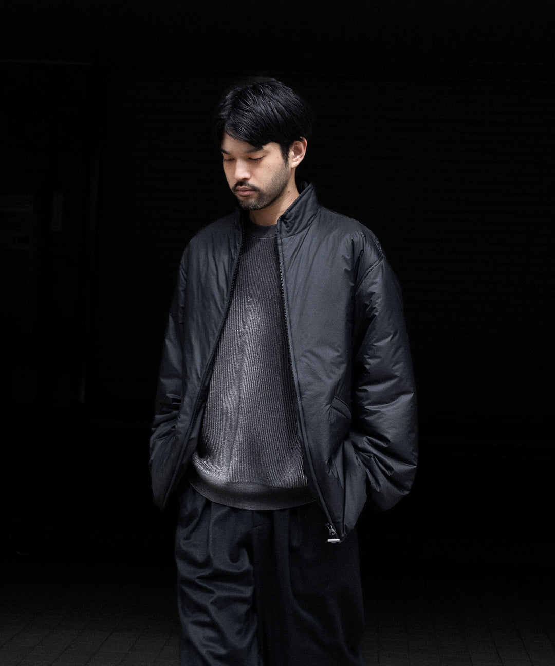 【paratrait】MEMBRANE SHELL PUFF BLOUSON - BLACK
