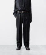 画像をギャラリービューアに読み込む, INTÉRIM インテリム MILITARY WOOL SERGE 1-TUCK FRENCH ARMY WIDE TAPERED TROUSERのBLACK 公式通販サイトsession福岡セレクトショップ
