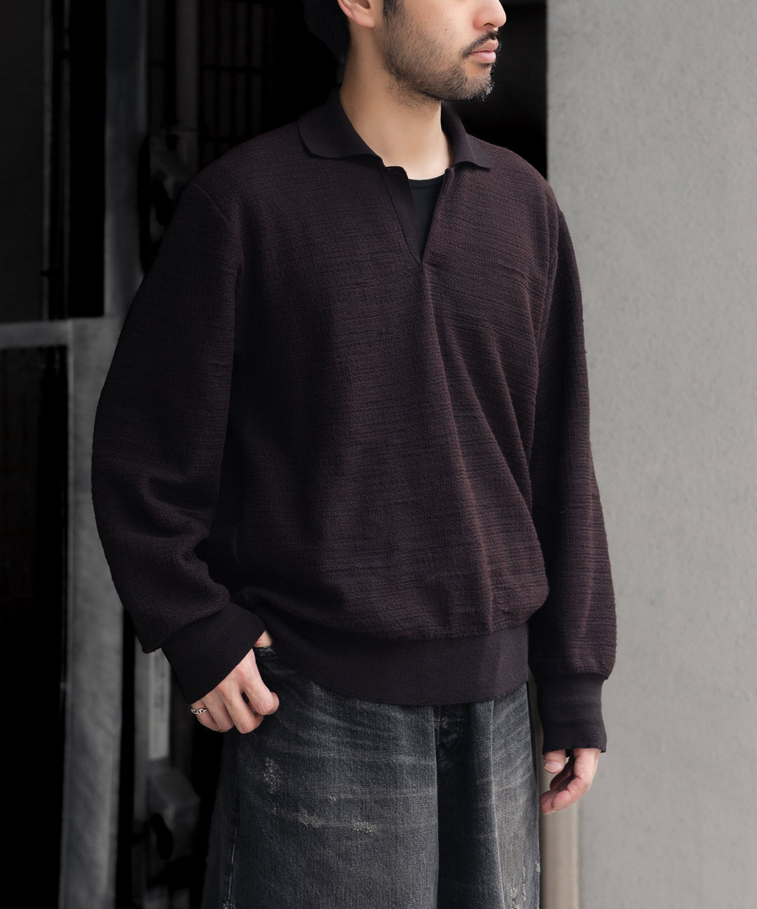 ssstein(シュタイン)のSLUB COTTON KNIT SKIPPER LS - DARK BROWNの公式通販サイトsession福岡セレクトショップ
