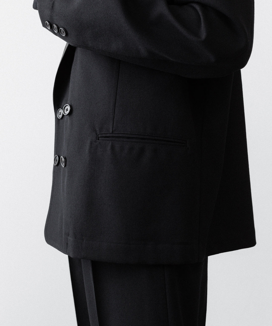 INTÉRIM インテリム MILITARY WOOL SERGE PIPING DOUBLE JACKETのBLACK公式通販サイトsession福岡セレクトショップ