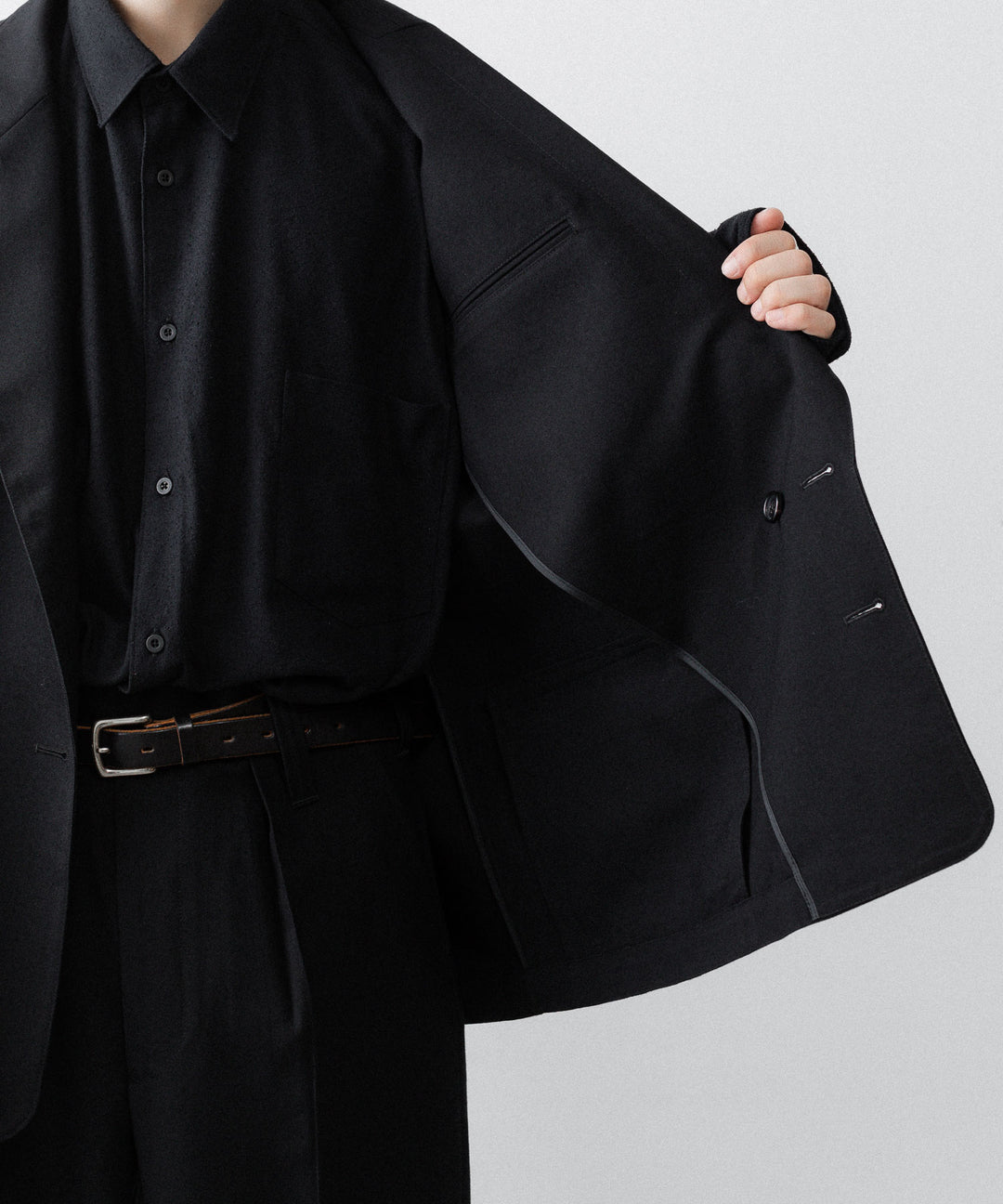 INTÉRIM インテリム MILITARY WOOL SERGE PIPING DOUBLE JACKETのBLACK公式通販サイトsession福岡セレクトショップ