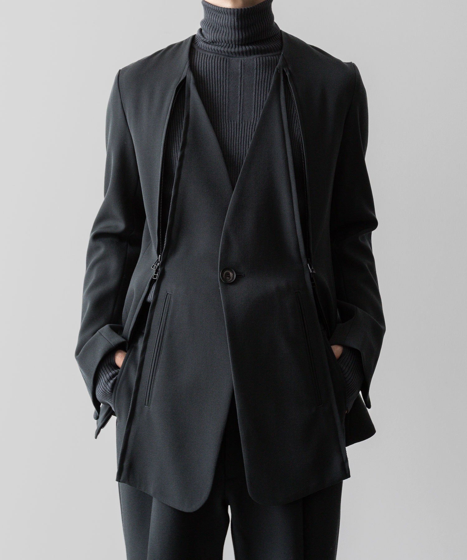 SUBLATIONS サブレーションズのHEAVY WOOL NO COLLAR PRISONER JACKET - SLATE GREYの公式通販サイトsession福岡セレクトショップ