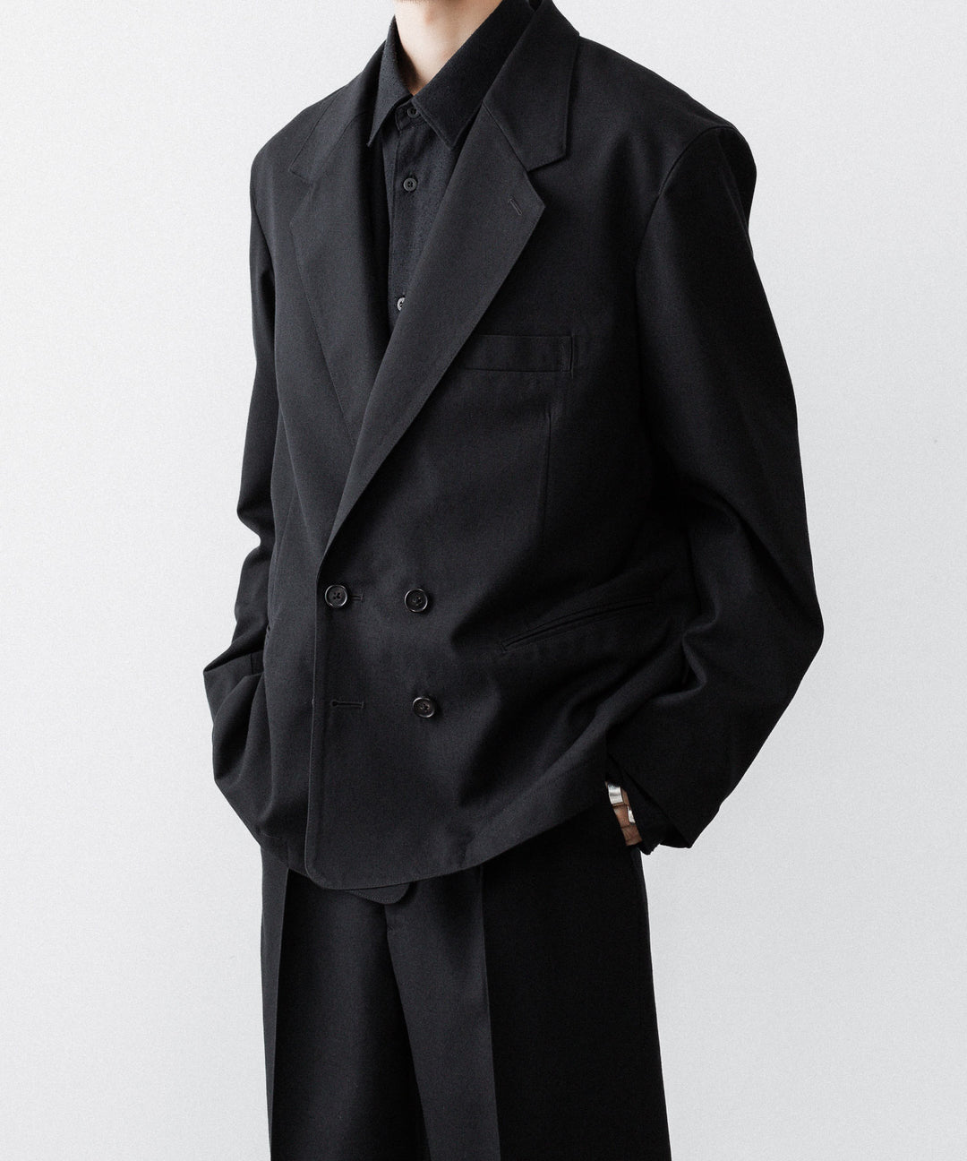 INTÉRIM インテリム MILITARY WOOL SERGE PIPING DOUBLE JACKETのBLACK公式通販サイトsession福岡セレクトショップ