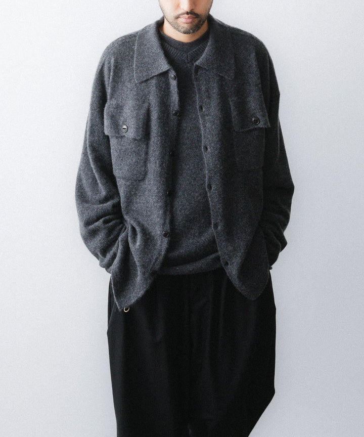 【nakedgauge】 COMFORT TOUCH KNITTING SHIRT - CHARCOAL GRAY