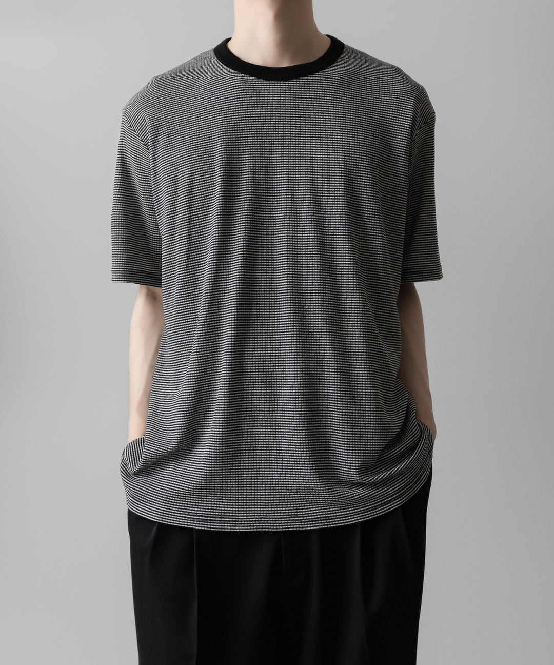 ssstein(シュタイン)の24AWコレクション STRIPED WOOL OVERSIZED SHORT SLEEVE TEE - BLACK 公式通販サイトsession福岡セレクトショップ