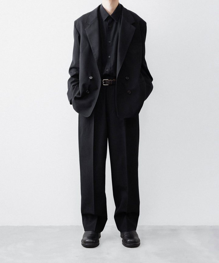 INTÉRIM インテリム MILITARY WOOL SERGE 1-TUCK FRENCH ARMY WIDE TAPERED TROUSERのBLACK 公式通販サイトsession福岡セレクトショップ
