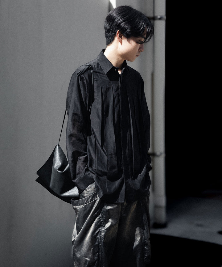 SUBLATIONS-サブレーションズのSHEER TUCK DRESS SHIRTのBLACK公式通販サイトsession福岡セレクトショップ