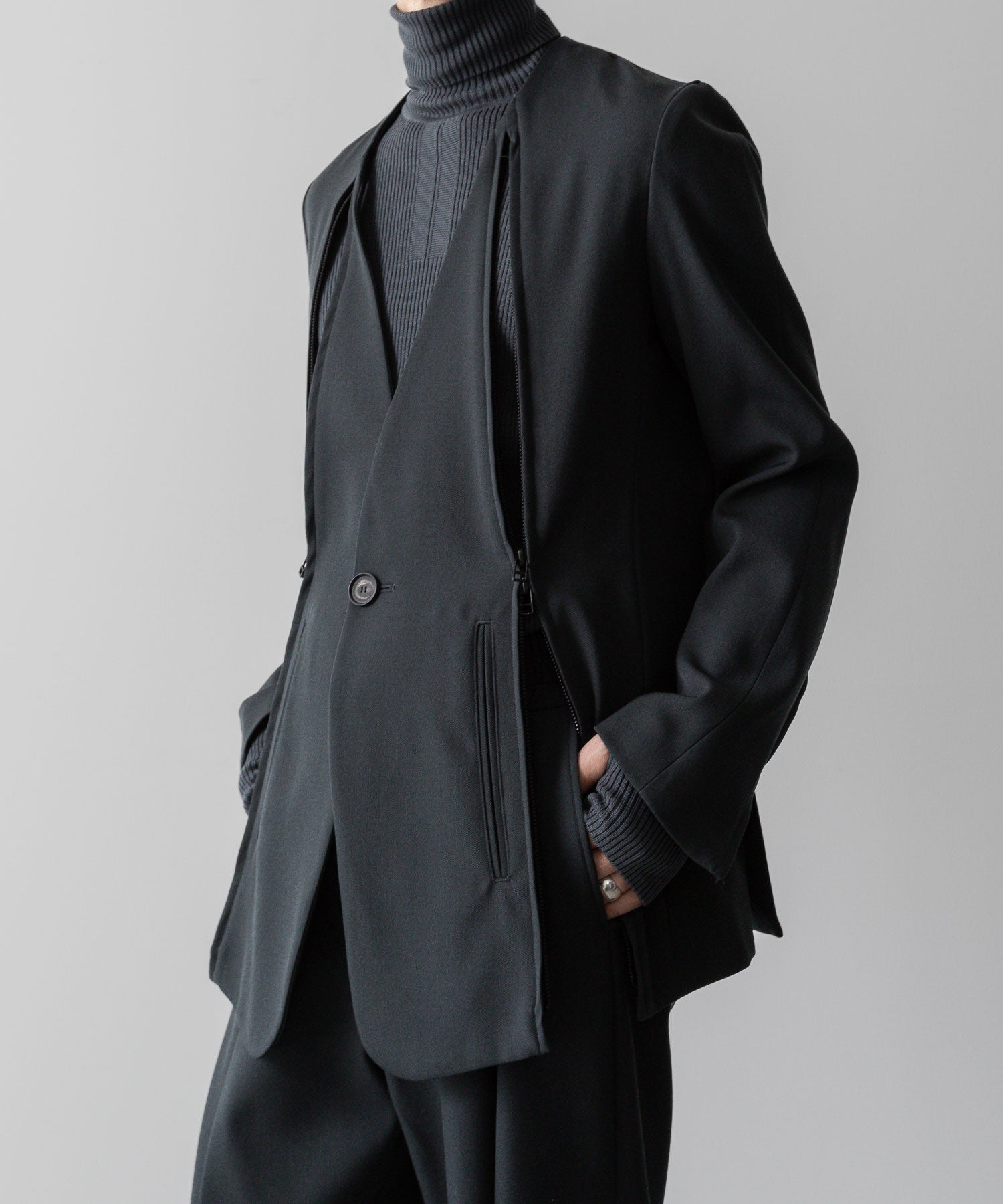 SUBLATIONS サブレーションズのHEAVY WOOL NO COLLAR PRISONER JACKET - SLATE GREYの公式通販サイトsession福岡セレクトショップ