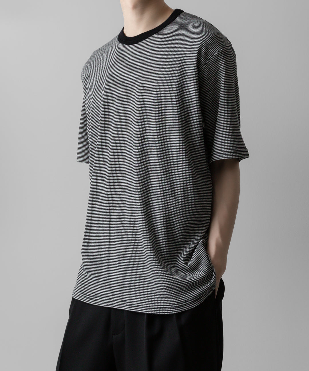 ssstein(シュタイン)の24AWコレクション STRIPED WOOL OVERSIZED SHORT SLEEVE TEE - BLACK 公式通販サイトsession福岡セレクトショップ