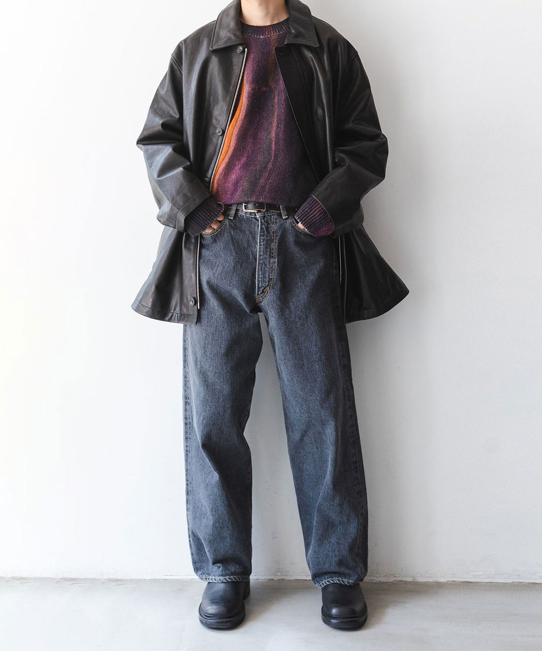 stein(シュタイン)の23AWコレクションLEATHER ZIP JACKETのBLACK 公式通販session福岡セレクトショップ