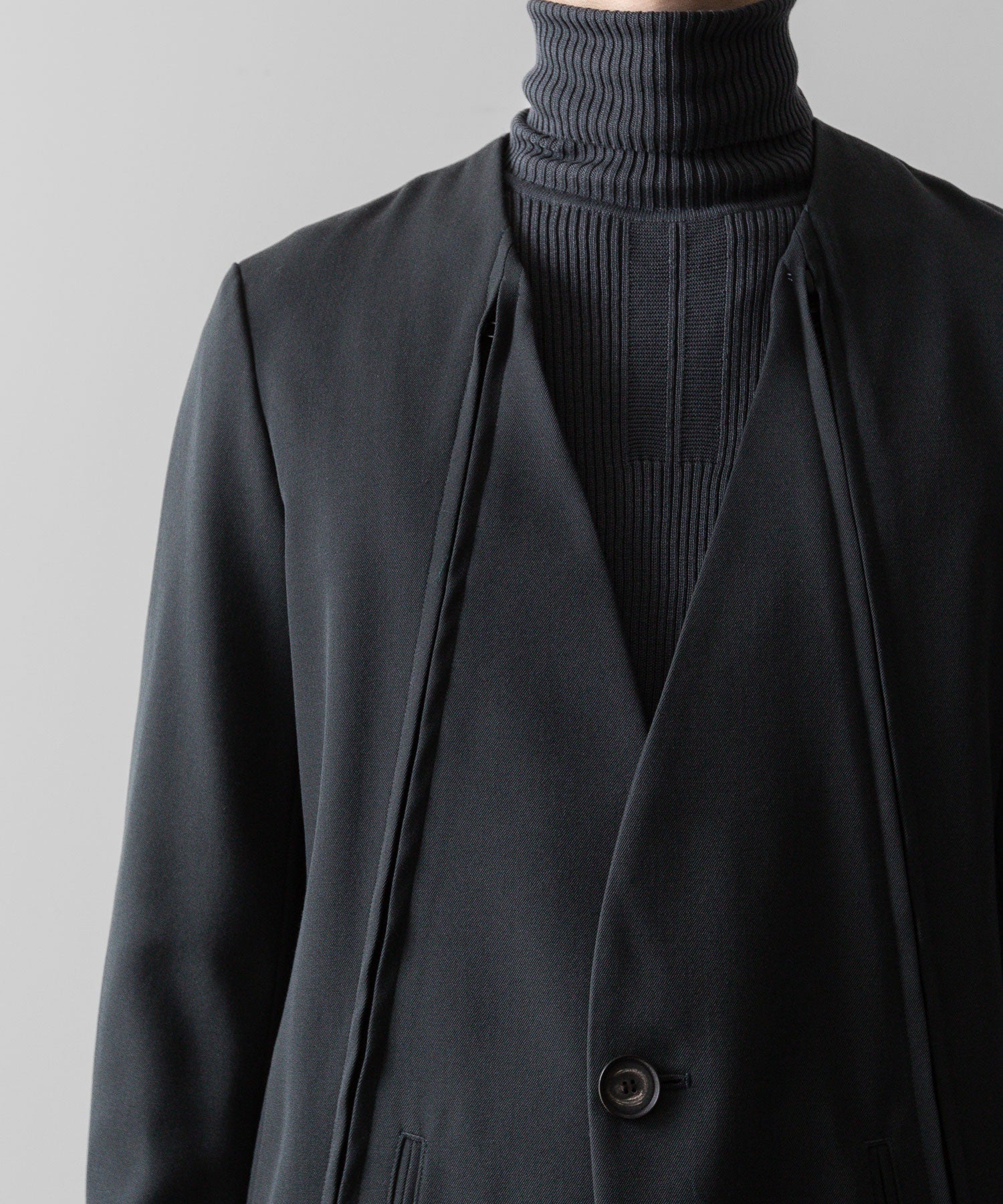 SUBLATIONS サブレーションズのHEAVY WOOL NO COLLAR PRISONER JACKET - SLATE GREYの公式通販サイトsession福岡セレクトショップ