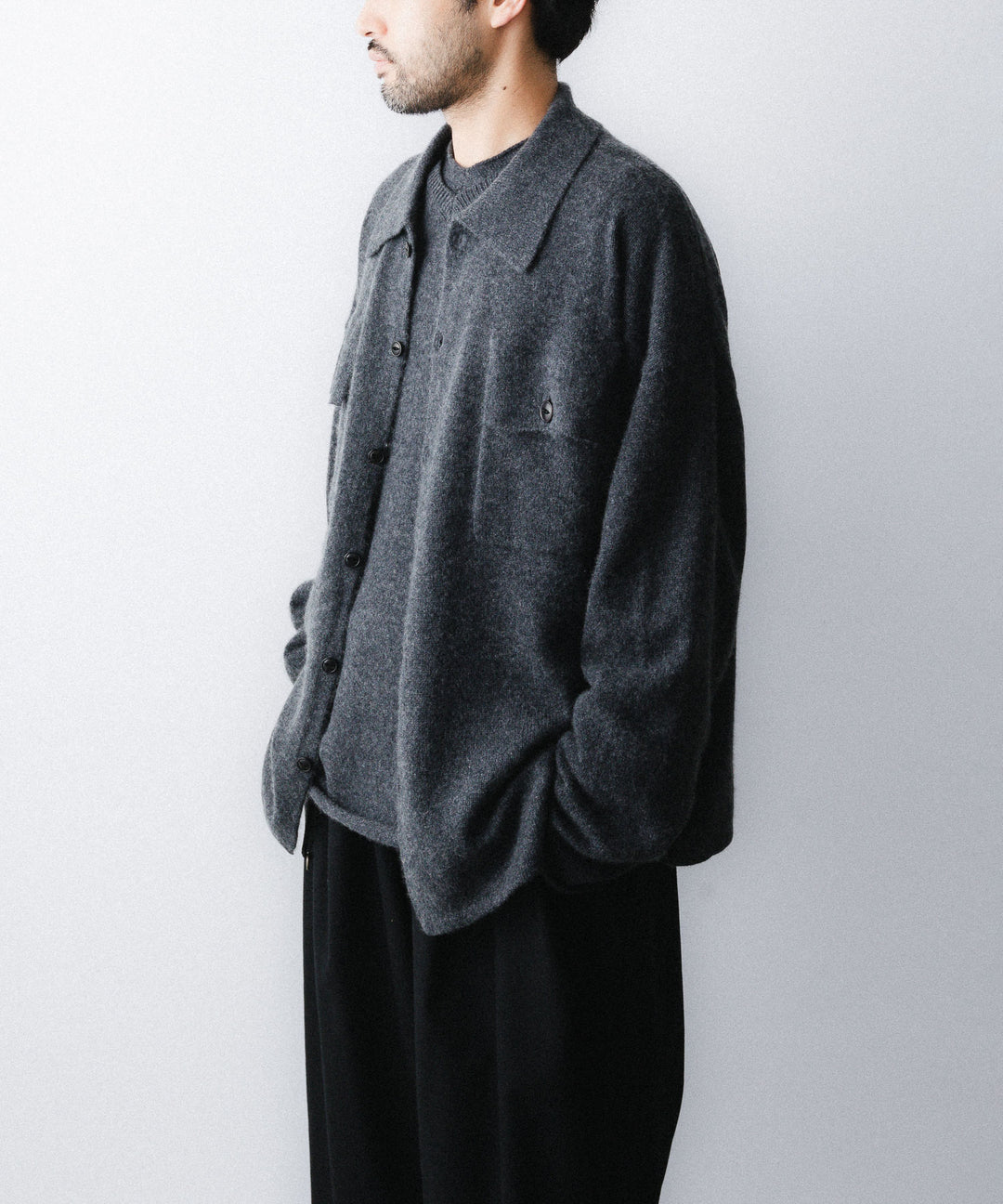 nakedgauge- ネイキッドゲージのCOMFORT TOUCH KNITTING SHIRTのCHARCOAL GRAY公式通販サイトsession福岡セレクトショップ