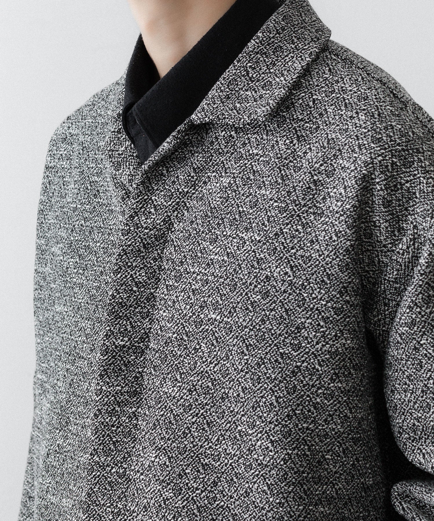 INTÉRIM インテリムのDOUBLE SIDED JACQUARD TWEED DEAD STOCK HYPER BIG FLY FRONT SHIIRT JACKETのBLACK公式通販サイトsession福岡セレクトショップ